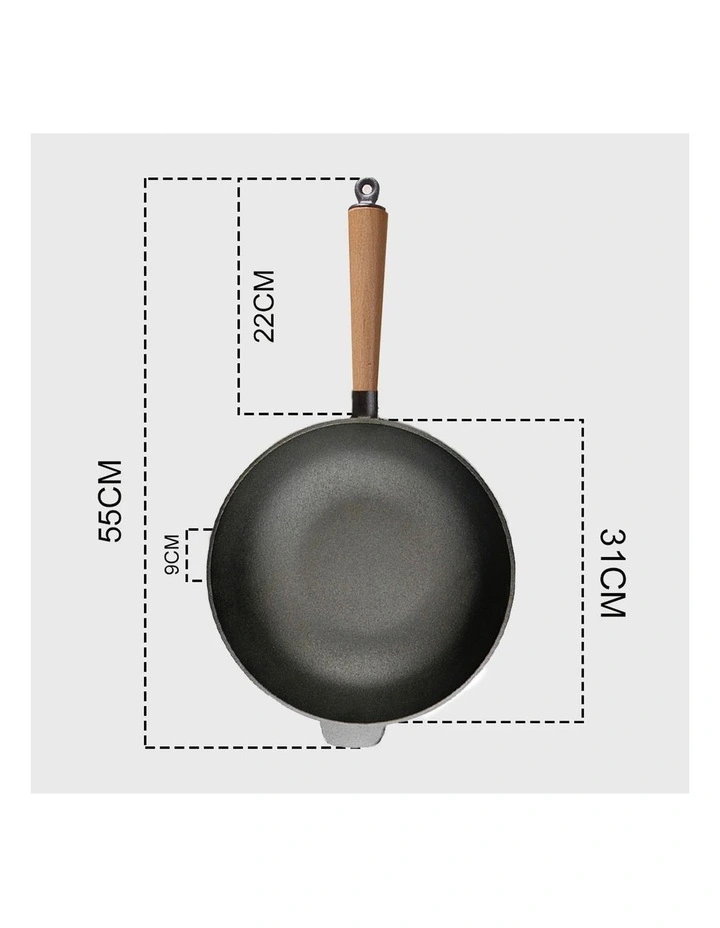 SOGA 2X 31cm Commercial Cast Iron Round Bottom Wok image 4