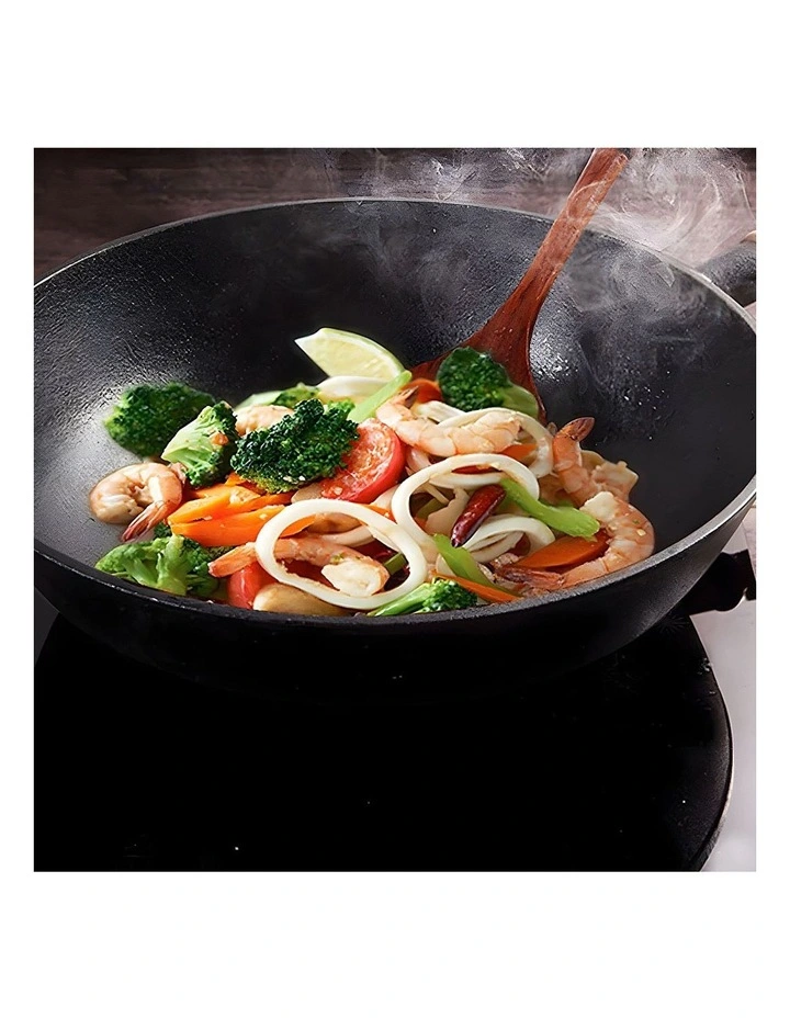 SOGA 2X 31cm Commercial Cast Iron Round Bottom Wok image 6