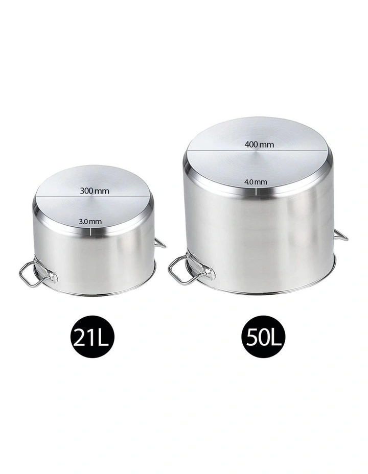 SOGA 18/10 Stainless Steel Stock Pot Set 21L & 50L image 4