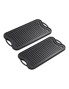 SOGA 2X 50.8cm Cast Iron Ridged Griddle Grill Plate