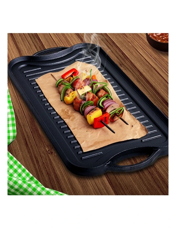 SOGA 2X 50.8cm Cast Iron Ridged Griddle Grill Plate image 4