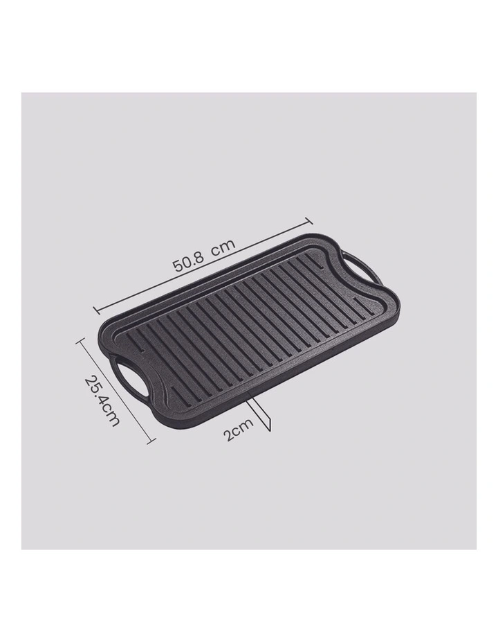 SOGA 2X 50.8cm Cast Iron Ridged Griddle Grill Plate image 5