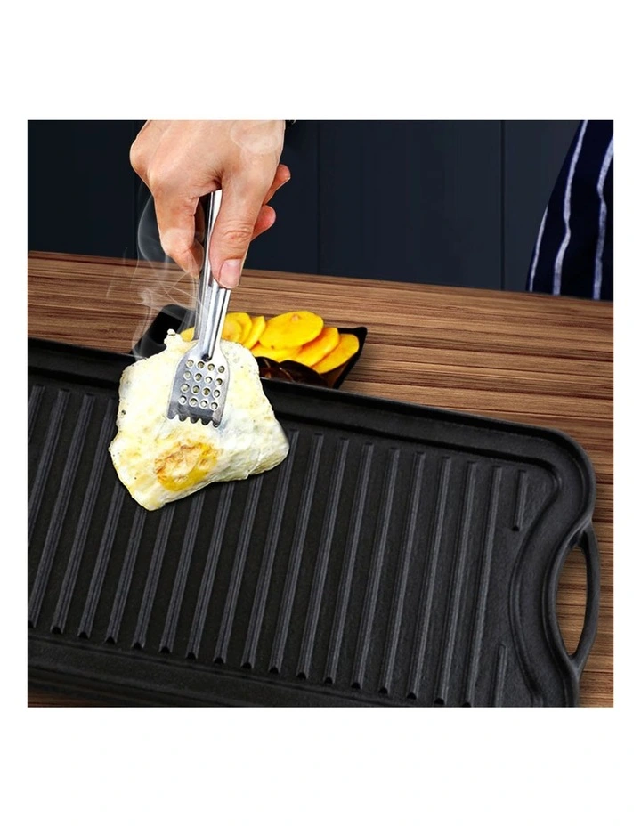 SOGA 2X 50.8cm Cast Iron Ridged Griddle Grill Plate image 6