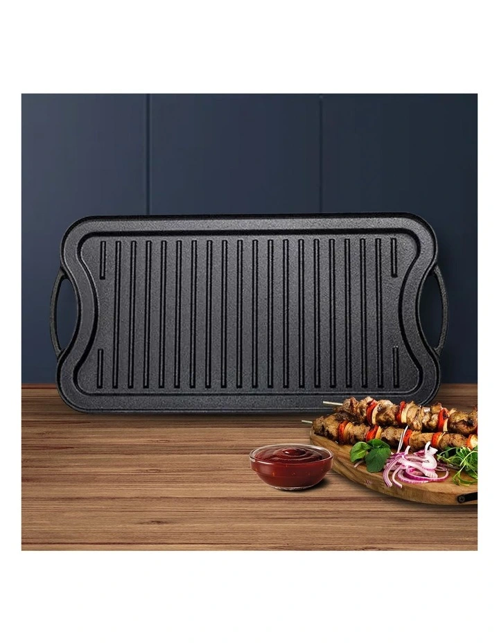 SOGA 2X 50.8cm Cast Iron Ridged Griddle Grill Plate image 7