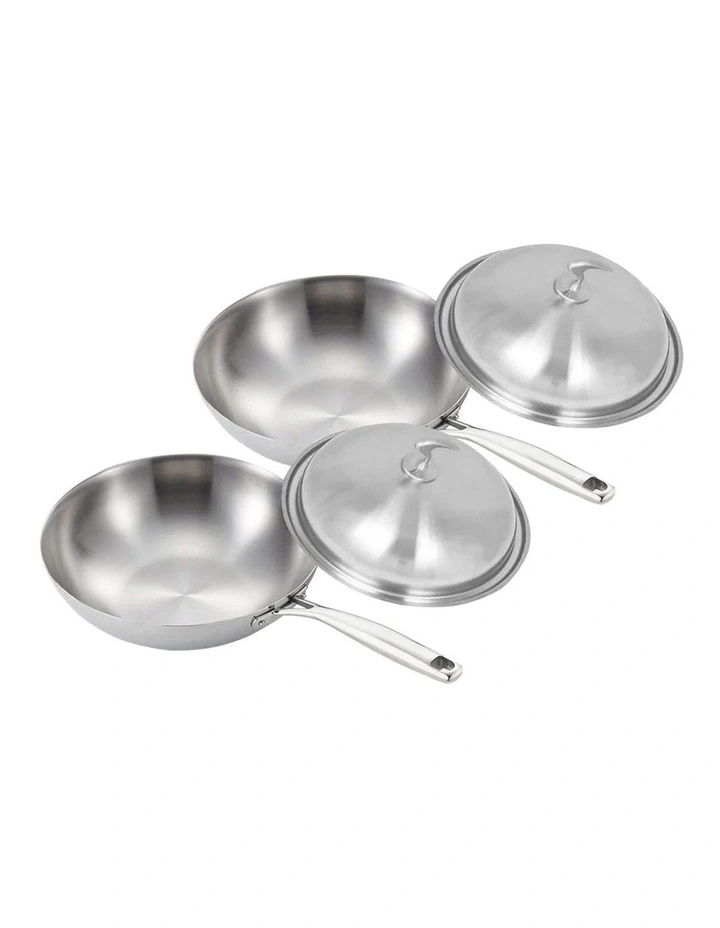 SOGA 2X 18/10 Stainless Steel Fry Pan 32cm Frying Pan Top Grade Cooking Skillet with Lid image 1
