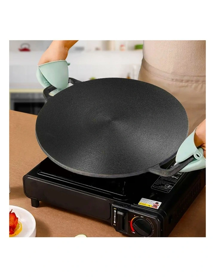 SOGA 2X 40x33cm Cast Iron Crpe Pan Pizza Pancake Baking Plate image 2