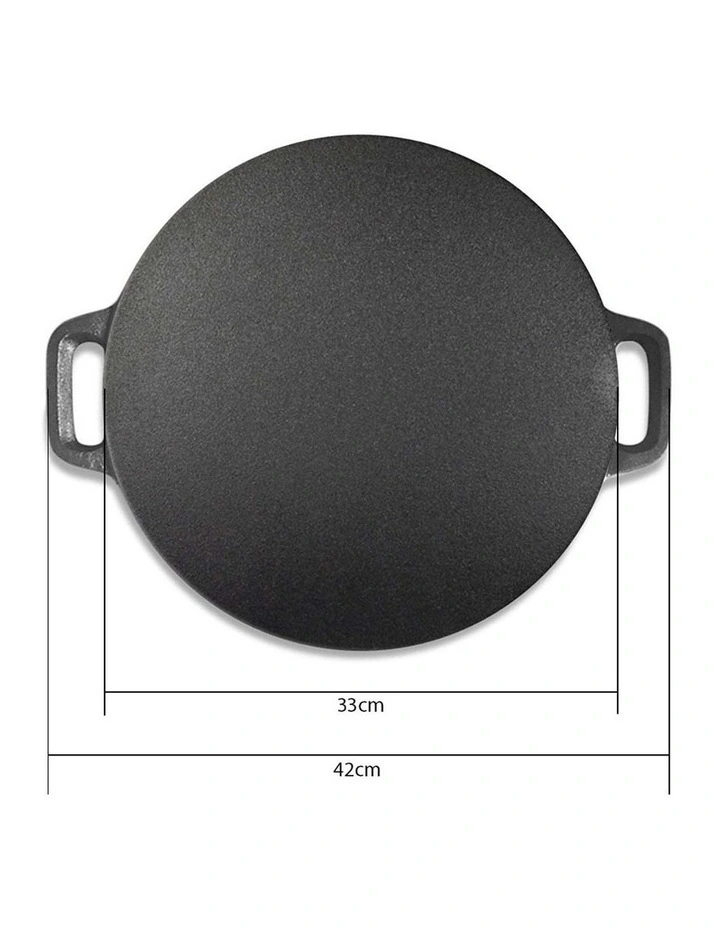 SOGA 2X 40x33cm Cast Iron Crpe Pan Pizza Pancake Baking Plate image 5