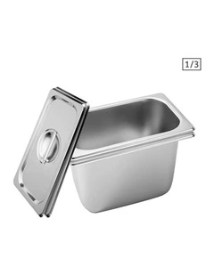 SOGA 2 Pack Stainless Steel Gastronorm Pans 1/3 200mm Deep with Lids