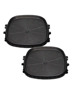 SOGA 2 Pack Square Korean BBQ Grill Plates