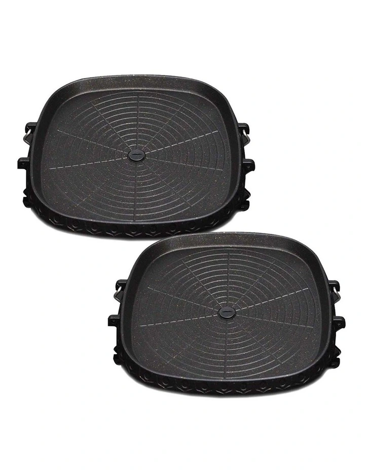 SOGA 2 Pack Square Korean BBQ Grill Plates image 1