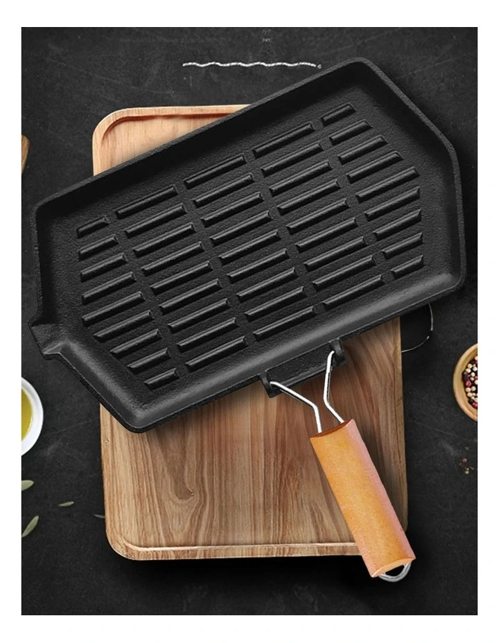SOGA Rectangular Cast Iron Griddle Grill Frying Pan image 2