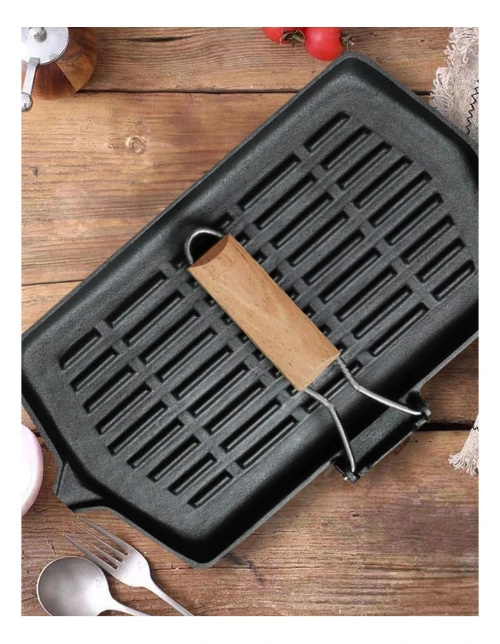 SOGA Rectangular Cast Iron Griddle Grill Frying Pan image 3