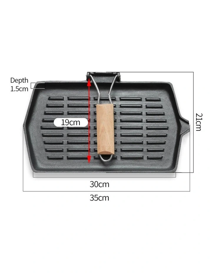 SOGA Rectangular Cast Iron Griddle Grill Frying Pan image 5