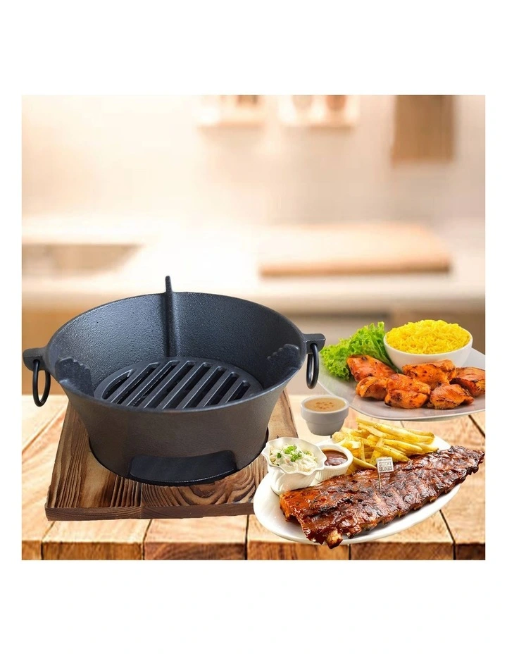 SOGA Small Cast Iron Round Charcoal Table Grill image 3
