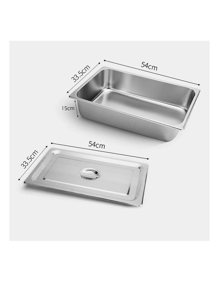SOGA 2 Pack Stainless Steel Gastronorm Pans 1/1 150mm Deep with Lids image 2