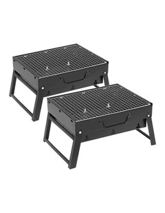 SOGA 2 Pack 43cm Portable Folding Box-Type Charcoal BBQ Grills
