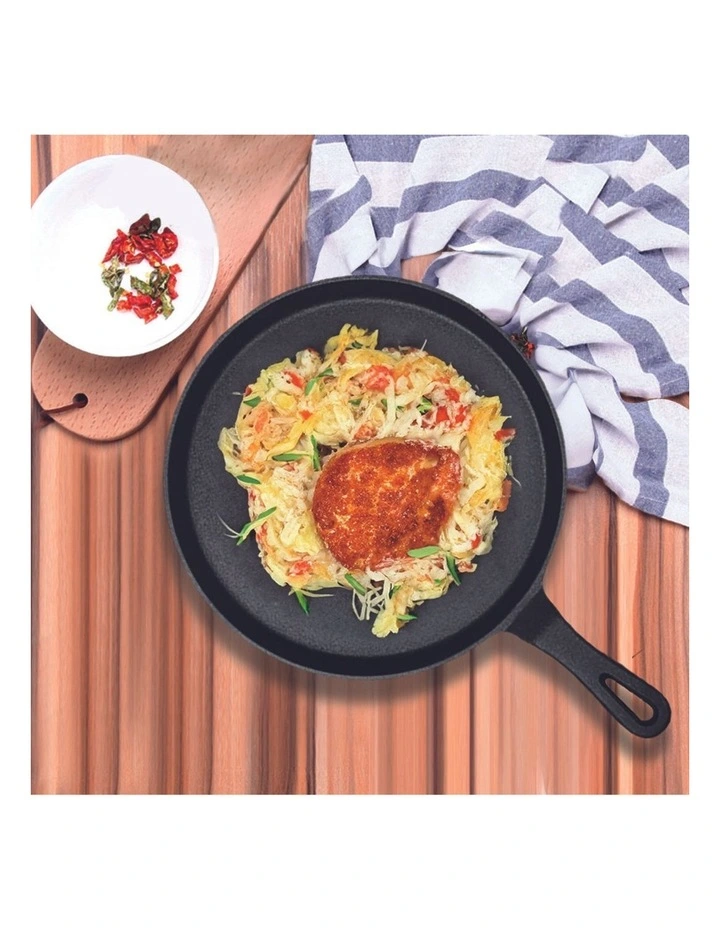SOGA 2X 26cm Cast Iron Griddle Frying Pan image 3