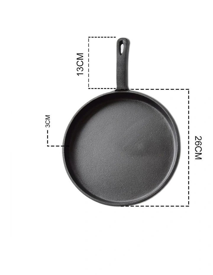 SOGA 2X 26cm Cast Iron Griddle Frying Pan image 4