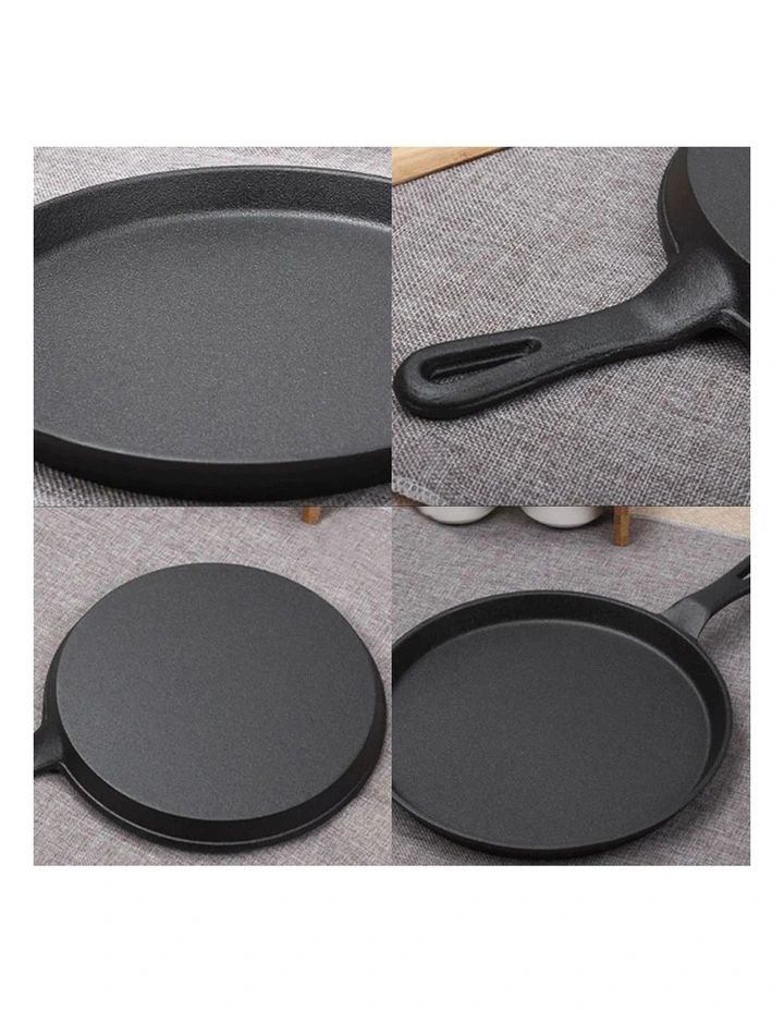 SOGA 2X 26cm Cast Iron Griddle Frying Pan image 5