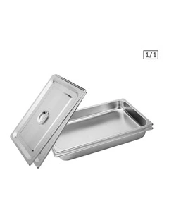 SOGA 2 Pack Stainless Steel Gastronorm Pans 1/1 65mm Deep with Lids