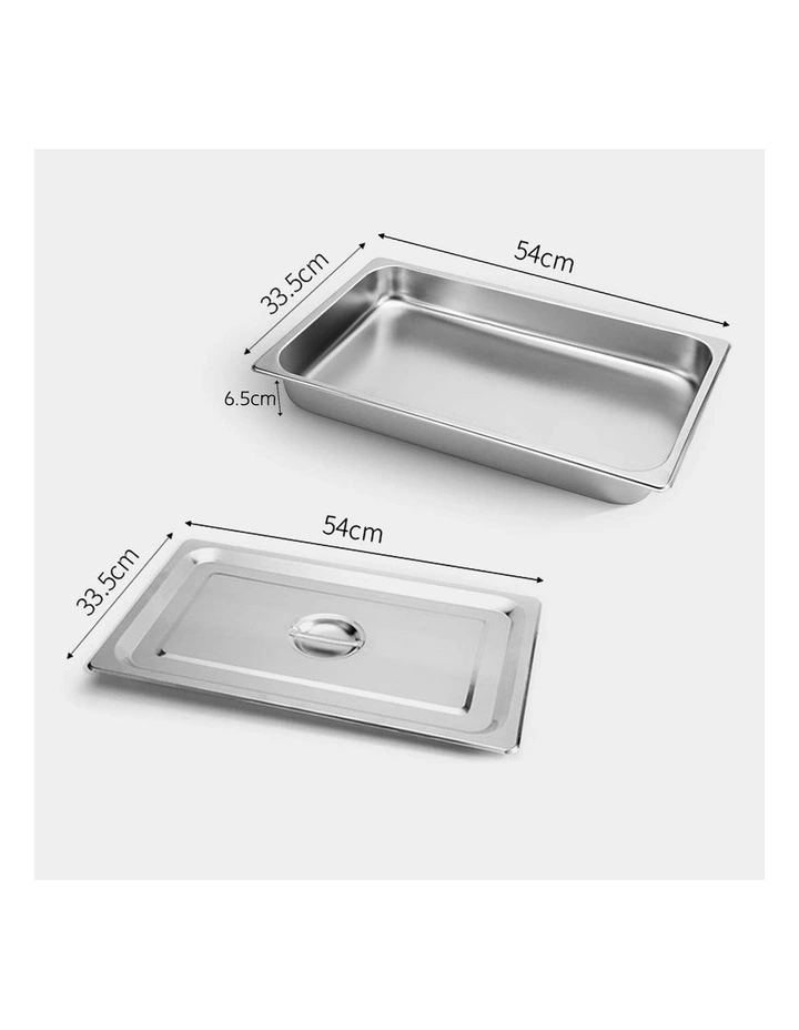 SOGA 2 Pack Stainless Steel Gastronorm Pans 1/1 65mm Deep with Lids image 2
