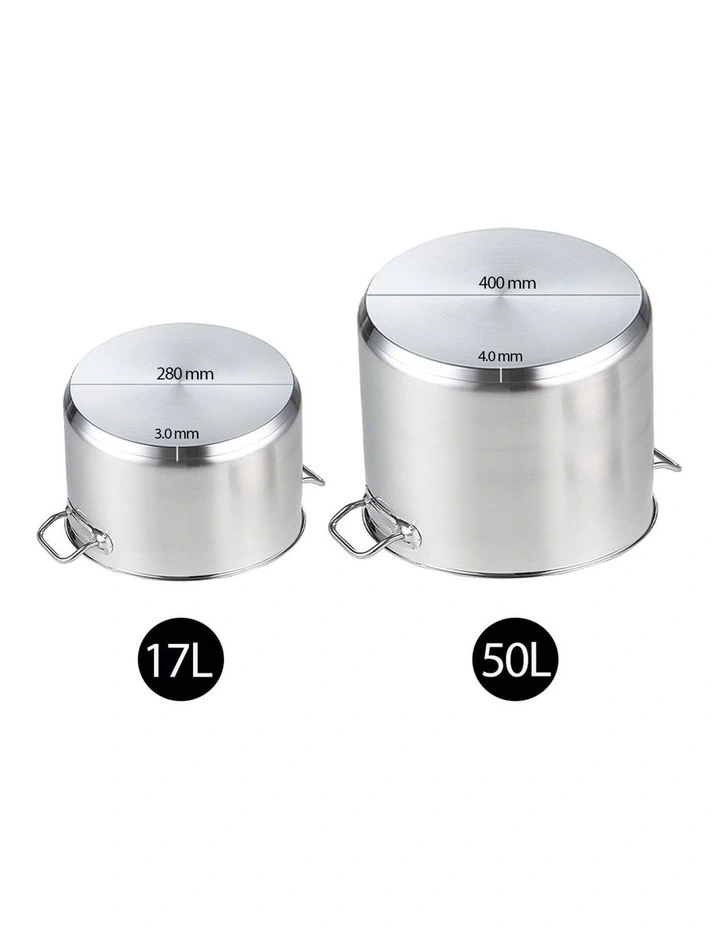 SOGA 18/10 Stainless Steel Stock Pot Set 17L & 50L image 4