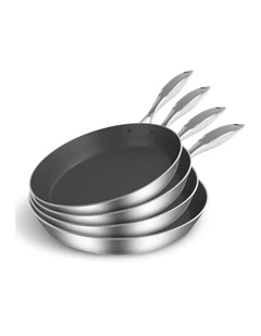 SOGA 4X Stainless Steel Fry Pan Frying Pan Induction FryPan Non Stick Interior Skillet