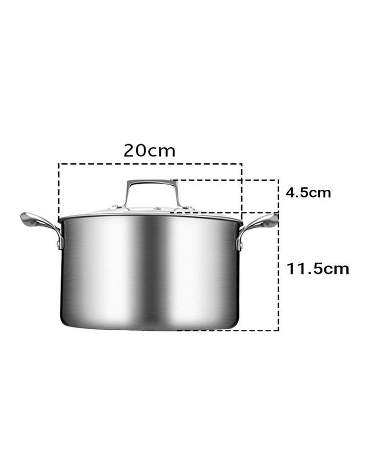 SOGA 20cm Stainless Steel Induction Soup Pot with Glass Lid image 2