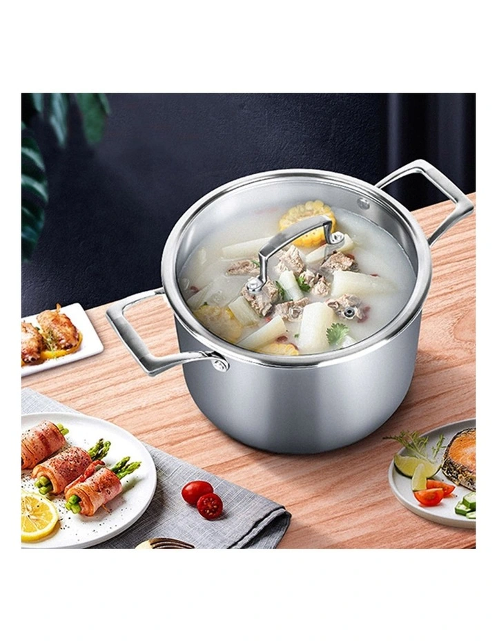 SOGA 20cm Stainless Steel Induction Soup Pot with Glass Lid image 4