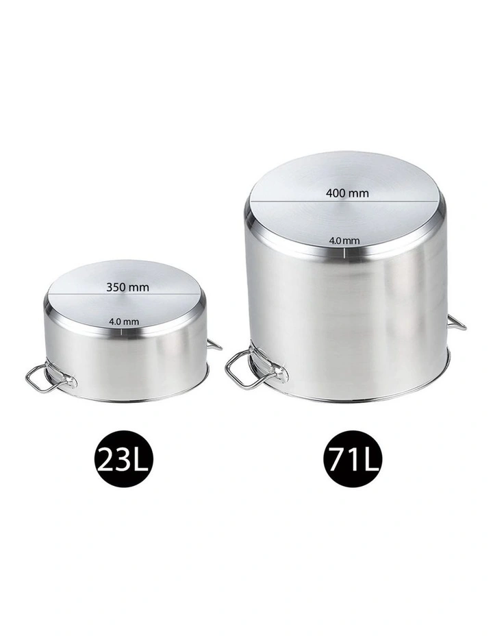 SOGA 18/10 Stainless Steel Stock Pot Set 23L & 71L image 5