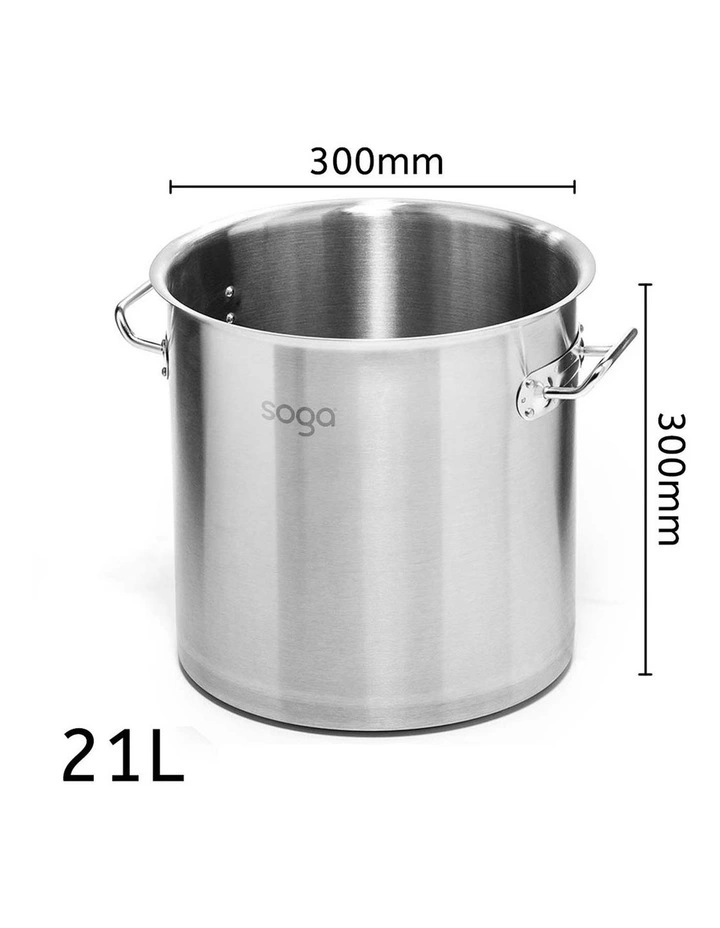 SOGA 18/10 Stainless Steel 21L Stock Pot Without Lid image 3