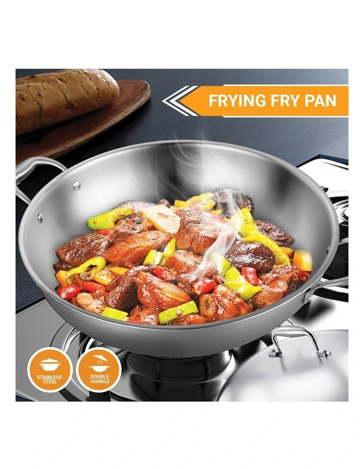 SOGA 3-Ply Stainless Steel Wok with Lid 42cm image 2
