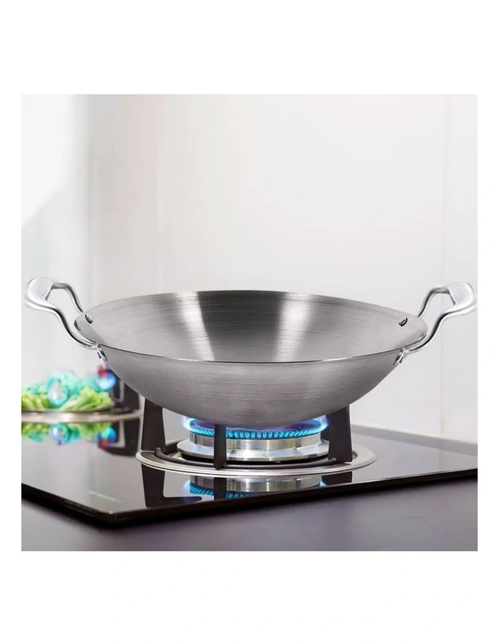 SOGA 3-Ply Stainless Steel Wok with Lid 42cm image 4