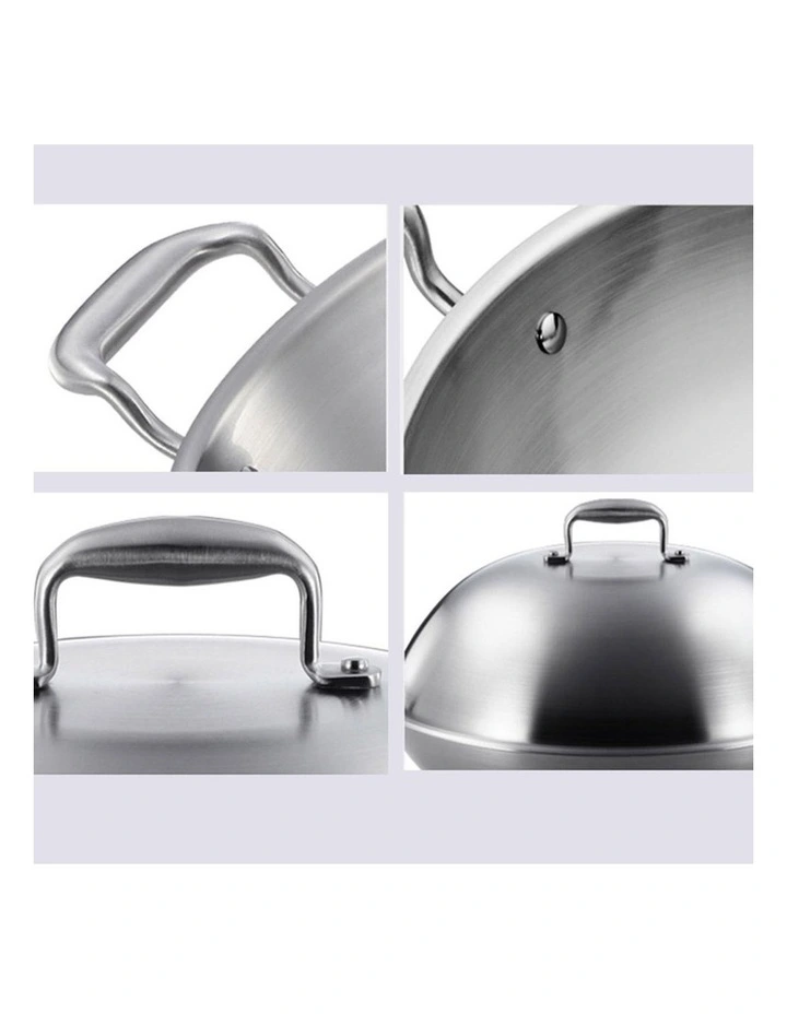 SOGA 3-Ply Stainless Steel Wok with Lid 42cm image 6