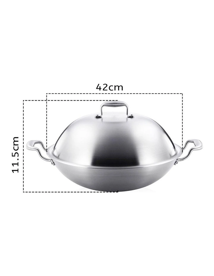 SOGA 3-Ply Stainless Steel Wok with Lid 42cm image 7