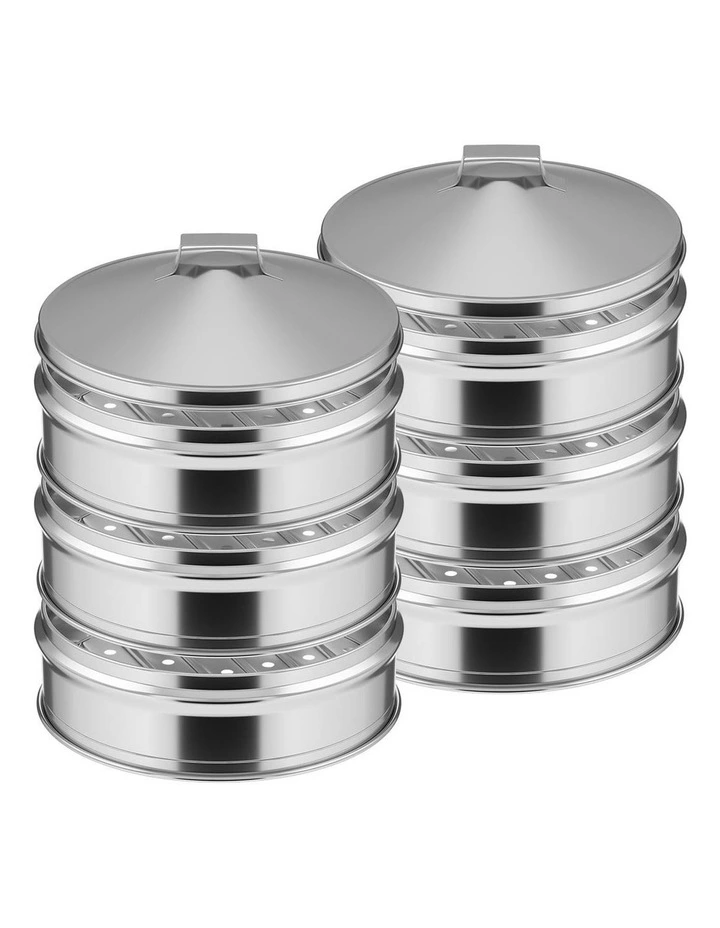 SOGA 2X 22cm 3 Tier Stainless Steel Food Steamer with Lid image 1