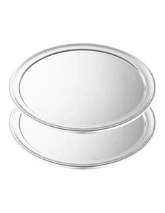 SOGA 2X 15-inch Round Aluminum Steel Pizza Tray Home Oven Baking Plate Pan