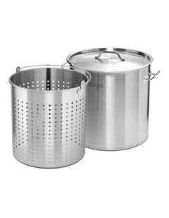 SOGA 18/10 Stainless Steel 98L Stock Pot with 71L Perforated Basket
