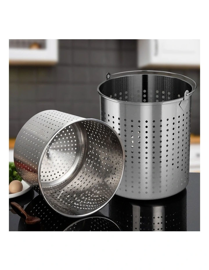 SOGA 18/10 Stainless Steel 98L Stock Pot with 71L Perforated Basket image 2