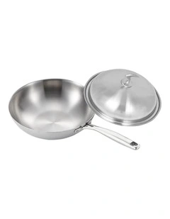 SOGA 18/10 Stainless Steel Fry Pan 32cm Frying Pan Top Grade Cooking Skillet with Lid