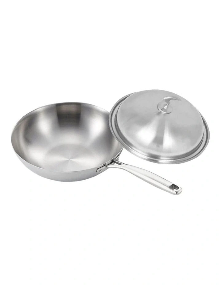 SOGA 18/10 Stainless Steel Fry Pan 32cm Frying Pan Top Grade Cooking Skillet with Lid image 1