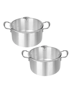 SOGA 2 Pack 30cm Tri-Ply Stainless Steel Induction Casserole Pots with Lids