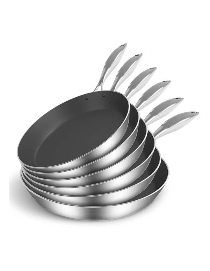SOGA 6X Stainless Steel Nonstick Fry Pan Induction Skillet Set image 1