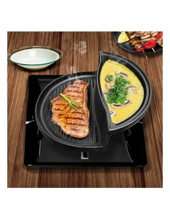 SOGA 2X 2-in-1 Cast Iron Griddle Pan and Hot Pot image 2