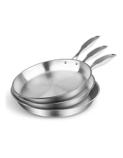 SOGA 3X Stainless Steel Fry Pan Induction Cooking Skillet Set