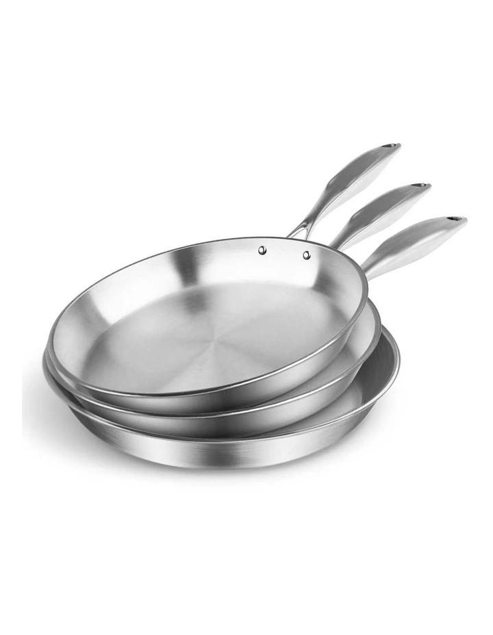 SOGA 3X Stainless Steel Fry Pan Induction Cooking Skillet Set image 1