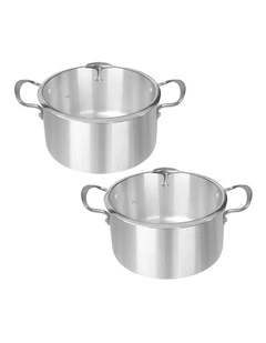 SOGA 2 Pack 28cm Tri-Ply Stainless Steel Induction Casserole Pots with Lids