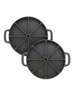 SOGA 2X 21.5cm Cast Iron Cornbread Wedge Baking Pan
