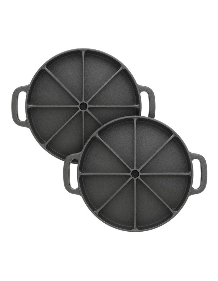 SOGA 2X 21.5cm Cast Iron Cornbread Wedge Baking Pan image 1
