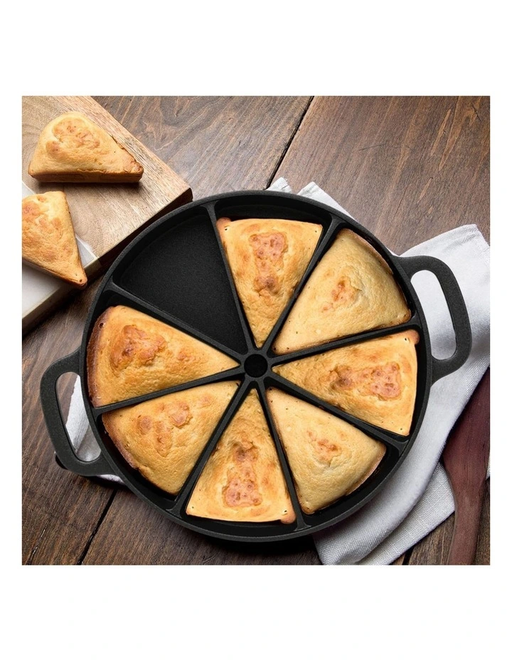 SOGA 2X 21.5cm Cast Iron Cornbread Wedge Baking Pan image 3